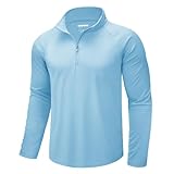 CRYSULLY Men's UPF 50+ Sun Shirts 1/4 Zip Long Sleeve SPF UV Protection Lightweight Quick Dry Quarter Zip Shirts Blue M