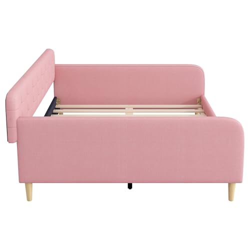 Merax 85" Queen Size Linen Upholstered Daybed with 4 Support Legs,Pink by Merax - Used condition - Image 6