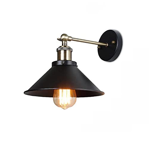 vintage Applique intérieur noire industriel applique murale avec interrupteur et câble d'alimentation de 1,8 m E27 réglable rétro Lamp mural chambre pour café loft restaurant chambre (A) Cover