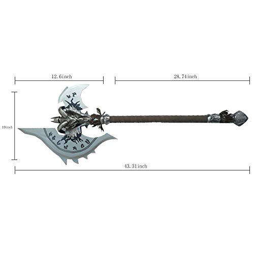 Sword Valley Shadowmourne - Legendary Two-Handed Axe - 110cm/43.31 Inches - Blade Carving Rune Symbols - Stainless Steel Blade - Cosplay Prop Anime Sword - Perfect Collectibles