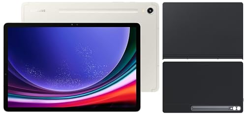Image of Samsung Galaxy Tab S9 Ultra 36.99 cm (14.6 inch) Dynamic AMOLED 2X Display, RAM 12 GB, ROM 256 GB Expandable, S Pen in-Box, Wi-Fi Tablet, Beige with S9 Ultra Smart Book Cover, Black