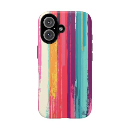 Art abstrait coque iPhone 16 rigide mate rayures verticales