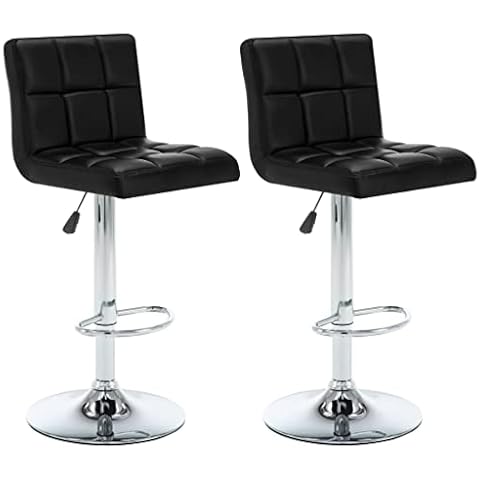 vidaXL Taburetes de Bar Negro Cuero Sintético Cover