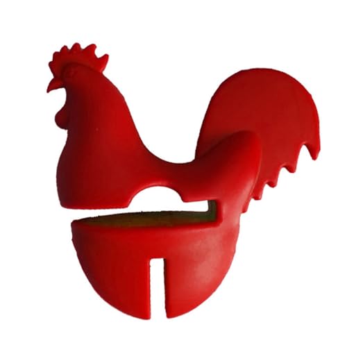 Fictory Clip da cucina a forma di gallo, supporto in silicone per una cottura sicura, design elastico morbido, rosso, accessorio essenziale per la cucina, impedisce lo scivolamento del coperchio