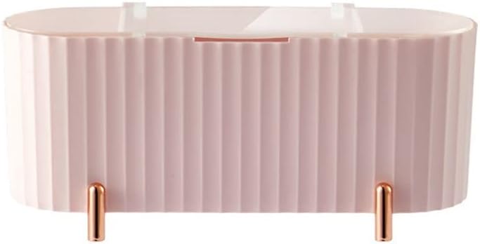 FMURY Desktop Cosmetics Storage Box Dustproof Tape Transparent Cover Bathroom Storage Box Cotton Swabs/Pads(Gray) image 3