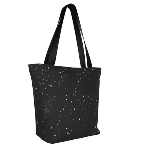 Black Shimmering Print Lightweight Shoulder Bag Summer Outings Tote Bags Travel Hiking Work Casual Use2