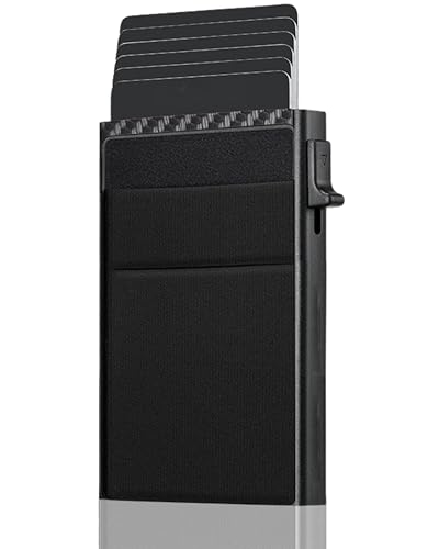 DÍGONO Tarjetero Hombre Fibra de Carbono |Tarjetero Metalico Estilo Carbono | Proteccion RFID | Porta Tarjetas de Credito | Wallet | Billetera | Cartera Hombre |