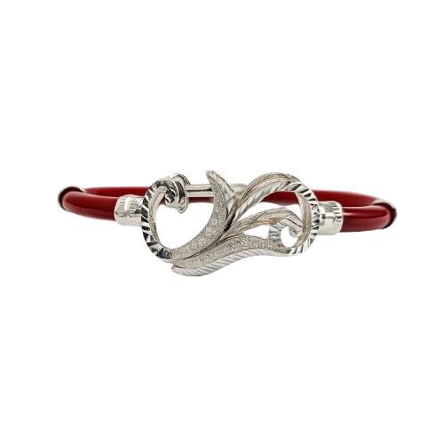 Image of Parasmoni Stylish Red Silver Noya Bangle with Leaf Motif Design for Women