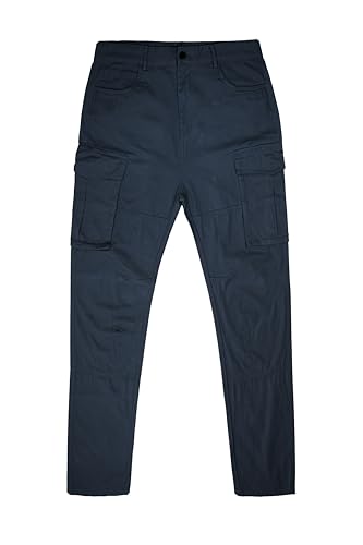 ITALYMORN Mens Chino Cargo Work Pants Slim Tapered Fit Comfortable Stretch(38, Dark Blue)