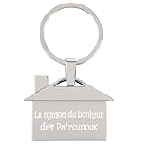 maison moderne en forme de u Gravure laser précise et net sur ce porte-clef maison argenté brillant