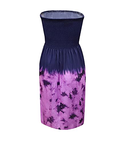 Image of Zyyfly Strapless Dress for Women Summer Beach Boho Smocked Tube Top Dress