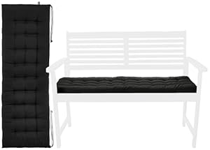 Brandsseller Cojín de Banco 120x40x4 cm Almohadilla para Banco Colchoneta para Banco con Bandas de Sujeción Cojín de Asiento Interior y Exterior Acolchado - Antracita
