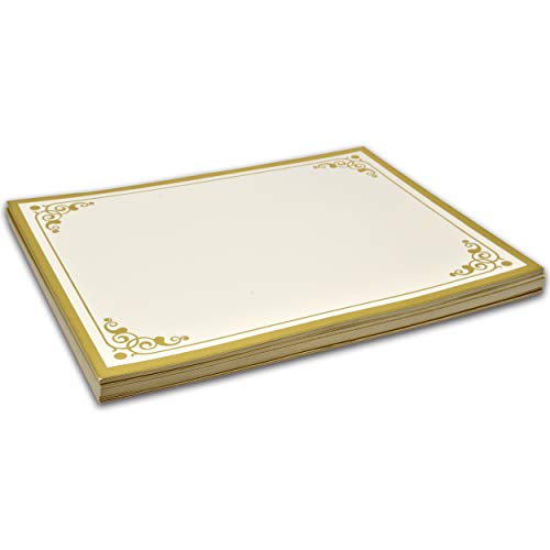 Gold Award Certificate Papers 60 Count Blank Plain Card Stock Golden Foil Border Stationary Computer Paper For High School Kindergarten Graduation Marriage Diplomas 8.5" X 11" Laser & Inkjet Printer #TOP2