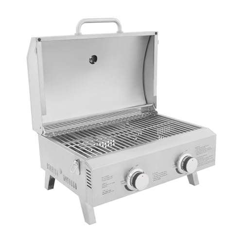 Tischgasgrill 2 Edelstahlbrennern,...