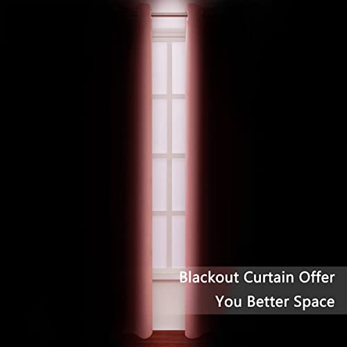 Image of LEMOMO Blackout Curtains 66 x 95 inch /Coral Curtains Set of 2 Panels /Thermal Insulated Room Darkening Bedroom Curtains