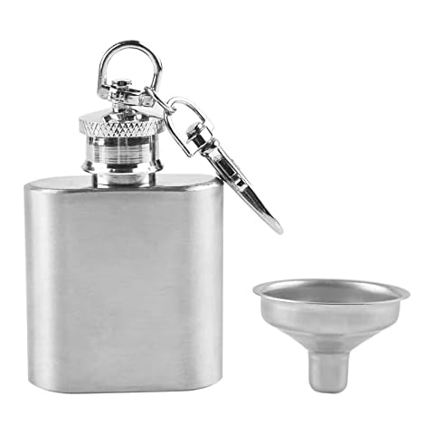 Hip Flasks for Alcohol, Silver Stainless Steel Flask with Funnel, Whiskey Flask, Leak Proof Flask, Portable Flask Set, Pocket Flask for Climbing Camping Barbecue Bar Party Drinker (1 OZ) Cover