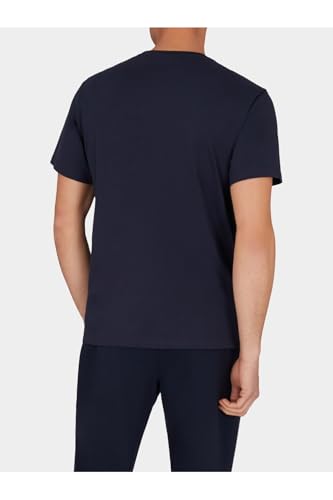 EMPORIO ARMANI Round-Neck T-Shirt Camiseta, Letras con Estampado Azul, M para Hombre
