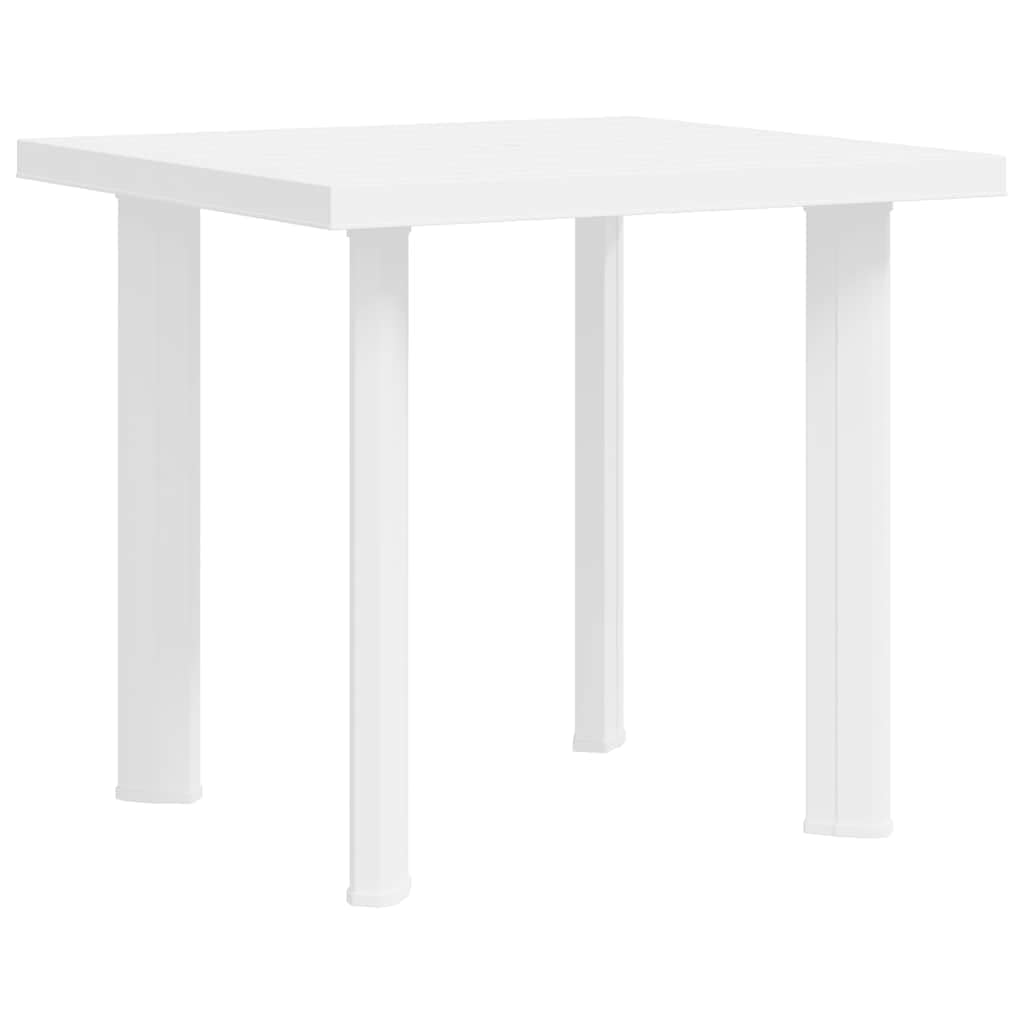 Table de jardin plastique blanc 80 cm résistante intempéries avec trou de parasol de cour