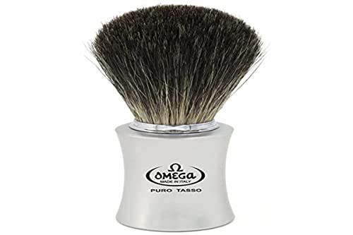 Pennello da barba Omega in tasso Nero, manico in