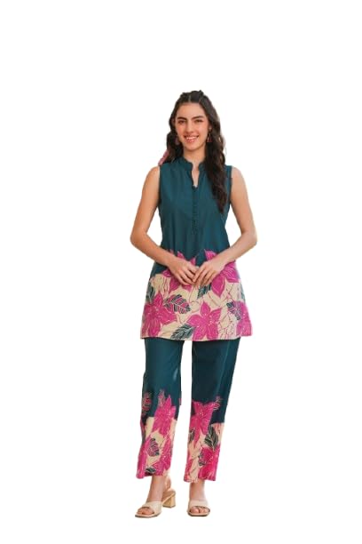 Women's Cotton Blue Co-ord Sets-image-22