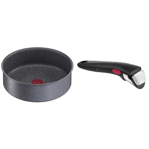 Tefal Ingenio Sauteuse 24 cm, Induction, Revêtement antiadhésif, Compatible lave-vaisselle & Ingenio Poignée amovible noire, Empilable, Verrouillage...