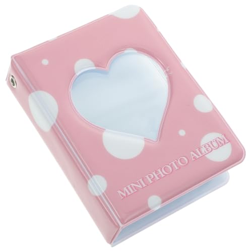 GARVALON Miniálbum de Fotos Pequeño en Forma de Corazón Hueco Portátil y Ligero Color Rosa para Tarjetas Fotográficas de 3 Pulgadas Álbum de Almacenamiento para Recuerdos y Viajes