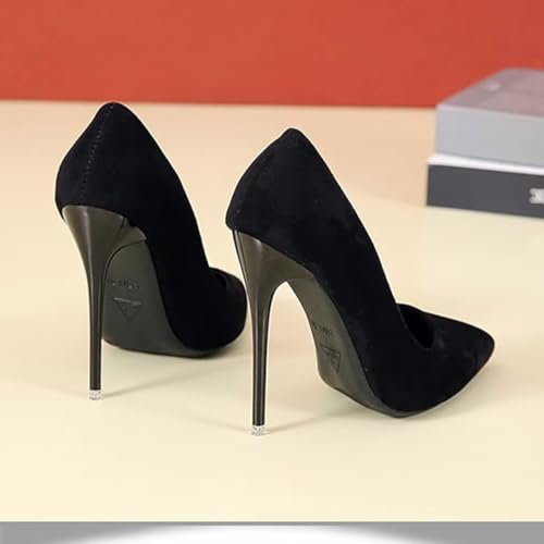 LUXINYU,Women Pointed Toe Heels Solid Suede Elegant Ladies Pumps Sexy Stiletto Shallow Heeled Dress Shoes Comfort Breathable Work Shoes4