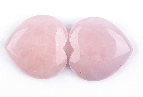 Jic Gem 2Pcs (1.6-1.8") Heart Shaped Rose Quartz Crystal,Healing Crystal #TOP3