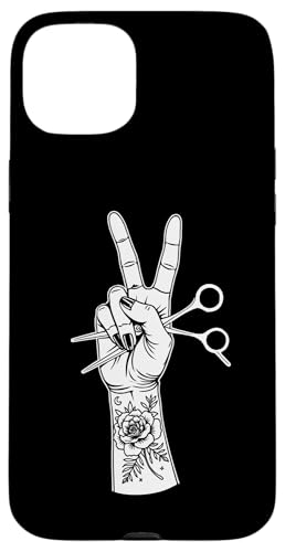 理髪ハサミ 櫛 タトゥー 床屋 スマホケース iPhone 15 Plus 用