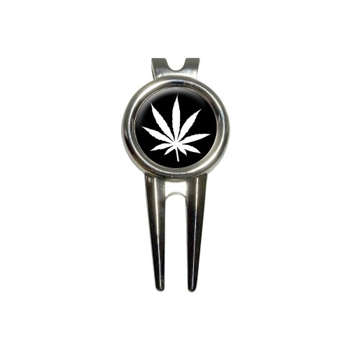 GRAPHICS & MORE Marijuana Leaf - Black Golf Divot Repair Tool and Ball Marker