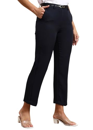 Image of FRAULEIN Women Formal Trousers | Slim Fit Office Pants | Ankle Length Work Pants | Business Casual Corporate Wear