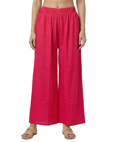 Image of Plaazo Women's Cotton Palazzo | Wide Leg Palazzo for Women | Soft Breathable High Waist Bottom Wear | Comfortable Casual, Office, Travel for Women