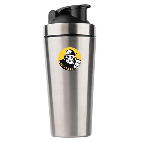 Muscleape Stainless Steel Shaker Bottle For Gym (Silver) 100% Leakproof Guarantee, Ideal For Protein, Pre Workout, Bcaas & Water Bpa Free Material, 800 milliliter. Muscleape Stainless Steel Shaker Bottle For Gym (Silver) 100% Leakproof Guarantee, Ideal For Protein, Pre Workout, Bcaas & Water Bpa Free Material, 800 milliliter.