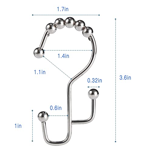 Shower Curtain Rings, Sutine Double Shower Curtain Hooks, Rust-Resistant Metal Shower Curtain Rings, Free Sliding Stainless Steel Shower Hooks For Shower Curtains & Liners, 12Pcs-Nickel #TOP4