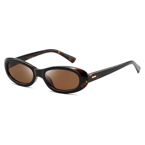 kimorn Retro Oval Sunglasses for Women and Men Fashion Small Oval Sun Glasses 90s Vintage Shades K1702 (Tortoiseshell/Brown) Cover