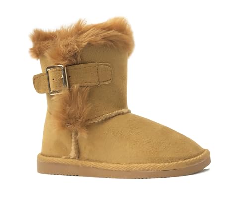 Image of REDVOLUTION Kids Boots Toddler Girls Cute Butterfly Bow | PomPom PU leather Boot (Toddler /Small Kid)