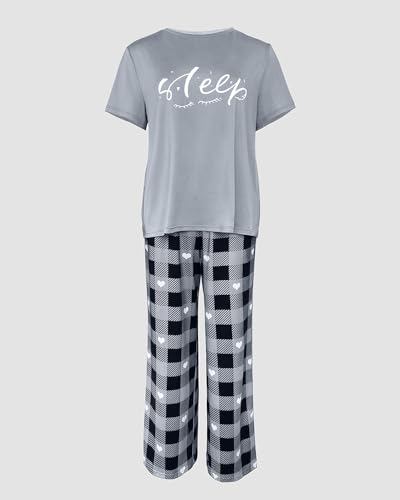 Image of CHICME Womens Pajamas Sets 2 Piece Short Sleeve Lounge Set Printed Loose Pants Pj Sets Loungewear Set
