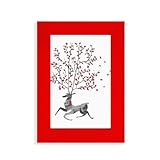 Quantité : 1 cadre Cadre photo en forme de renne avec effet artistique peint à la main Rouge