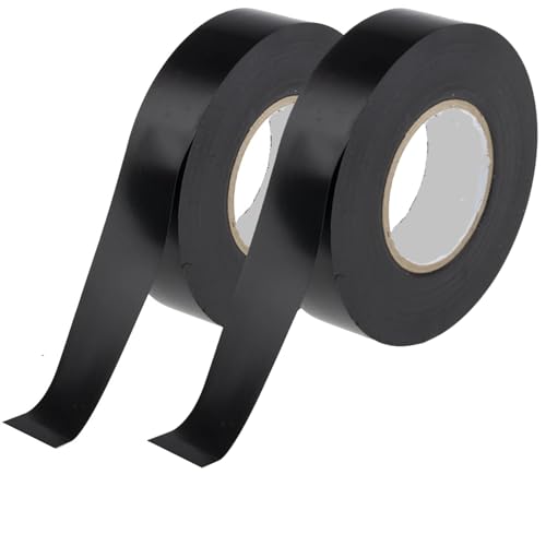 HomeBerg Black Electrical Tape - 19mm x 10m - Moisture & Heat Resistant, PVC Strong Self Adhesion, Multipurpose Insulation Tape for Electrical Wires, DIY (2 Pack)