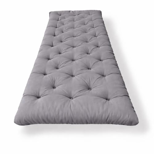 ATOOTFUSION Foldable Star Cotton Floor Mattress 72x36x5 Inch | Soft Thick Firm Handcrafted Tufted Futon Gadda for Guest Sleeping, Yoga & Picnic | Lightweight Rollable (Dark Grey) - Image 3