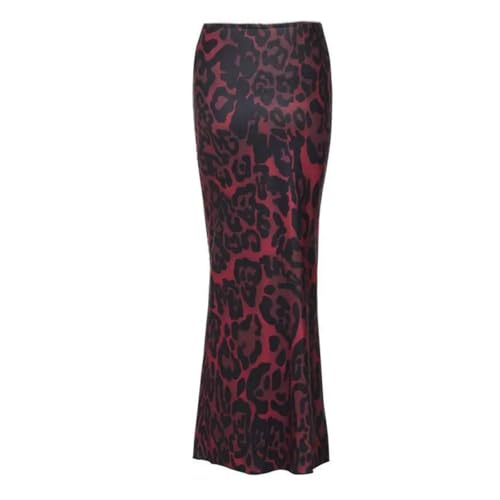 Women's Skirts Plus Size Red Leopard Print Fishtail Close Fitting Drop Waist Fashion Style Evening Outing Gathering