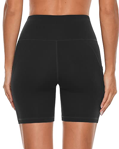 Stelle Womens High Waist Biker Cycling Fitness Gym Running Volleyball Workout Yoga Shorts (Medium, 8'' Black) #TOP2