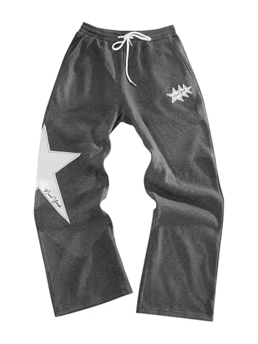 SHENHE Men's Y2k Star Graphic Drawstring Sweatpants Elastic Waist Straight Leg Track Pants