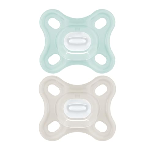 MAM Comfort Smoczek silikonowy MAM SkinSoft z pudełkiem na smoczek, 0+ miesięcy, niebieski/turkusowy