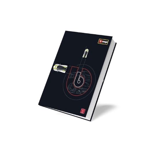 Pigna Tagebuch BBurago Schwarz, 9 Monate, 320 Seiten, Format 13,2 x 18,3 cm, thematischer Einband mit Auto, exklusive Kollektion BBurago x