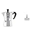 Bialetti Moka Express Caffettiera in Alluminio, Argento, 3 Tazze & Imbuto 3 Tazze