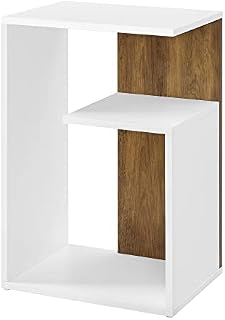 VASAGLE Side Table, Bedside Table, Open Storage, Can Be Used Vertically or Horizontally, Modern, 30 x 40 x 60 cm, for Living room, Bedroom, Rustic Walnut and White LET224T41