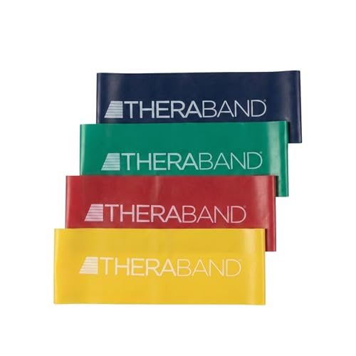 THERABAND Resistance Band Loop Set, Pack of 4, Resistance Bands for Kids, Small 8 Inch Band Loop Kit for Workouts, Beginner to Advanced Levels for Exercise, Rehab, Physical Therapy, & Stretching