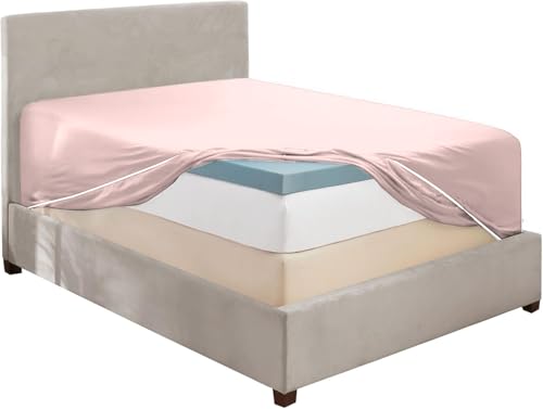 Image of Hearth & Harbor Extra Deep Pocket Twin Fitted Sheet - Fits 18 to 24 Inch Mattress - Ultra Soft 1800 Microfiber, Wrinkle-Free & Breathable - Hotel Luxury Fitted Sheet Only, Peach Beige