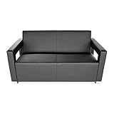 OFM Distinct Series Soft Seating Lounge Sofa, Polyurethane, Black with Chrome Base